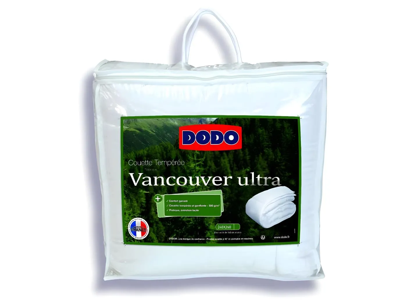 Bettdecke 240 x 260 cm DODO Tempérée 100% Polyesterfaser Für 2 Personen Weiß Vancouver Ultra