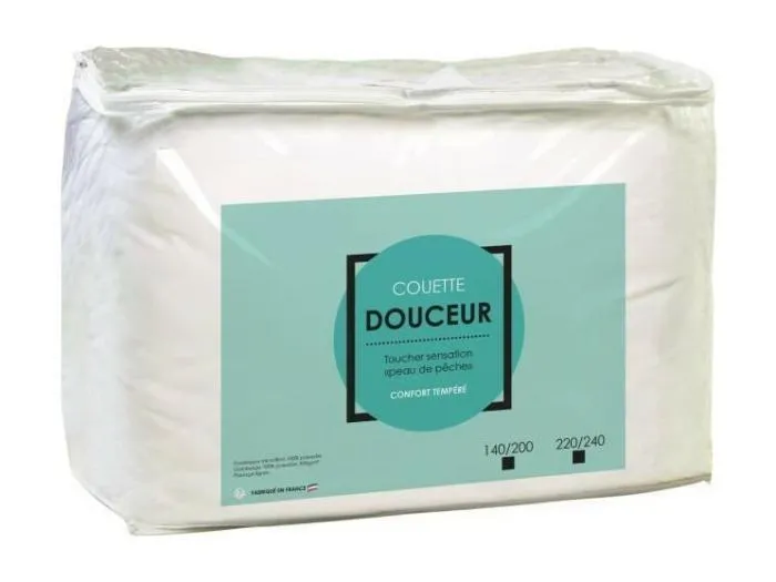 Temperierte Mikrofaserdecke 140x200cm Bezug aus Polyester - Füllung 300g/m² - Hergestellt in Frankreich