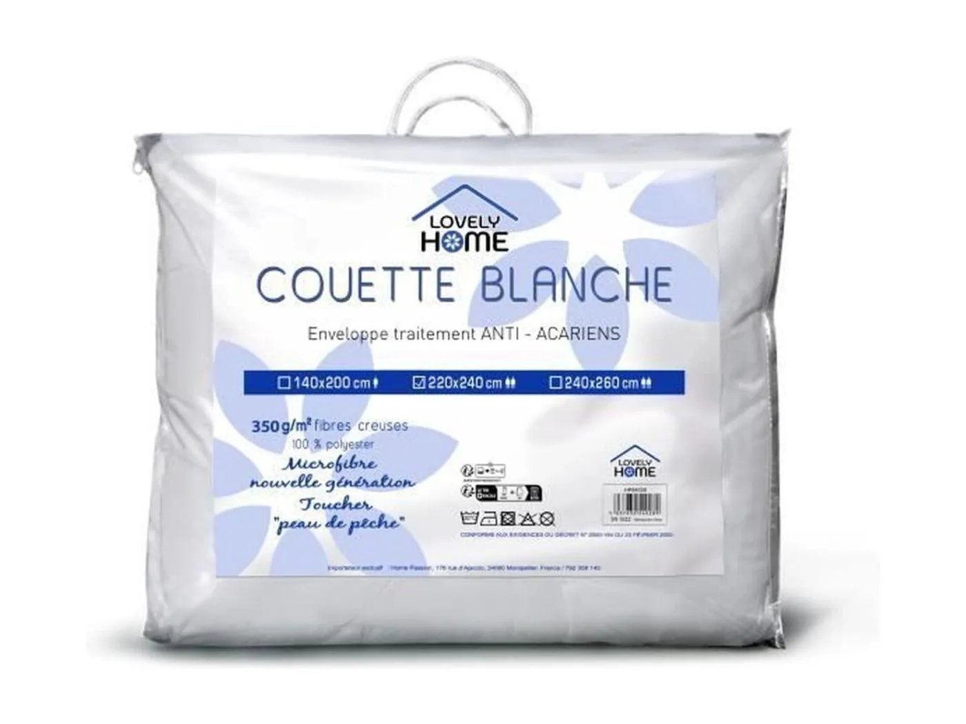 Weiße Bettdecke Anti-Milben 220x240cm - Warm und Bequem