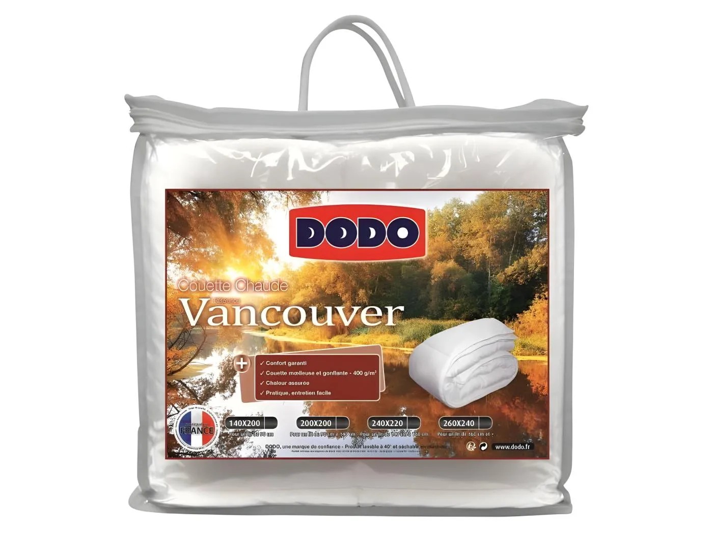 Warme Bettdecke VANCOUVER 220x240 cm 400 gr/m² Weiß DODO