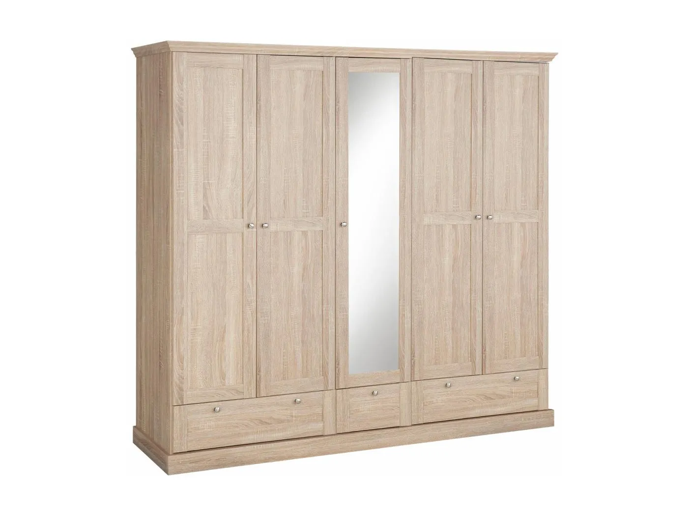 Binz | Kleiderschrank mit 5 Türen und 3 Schubladen in Eiche