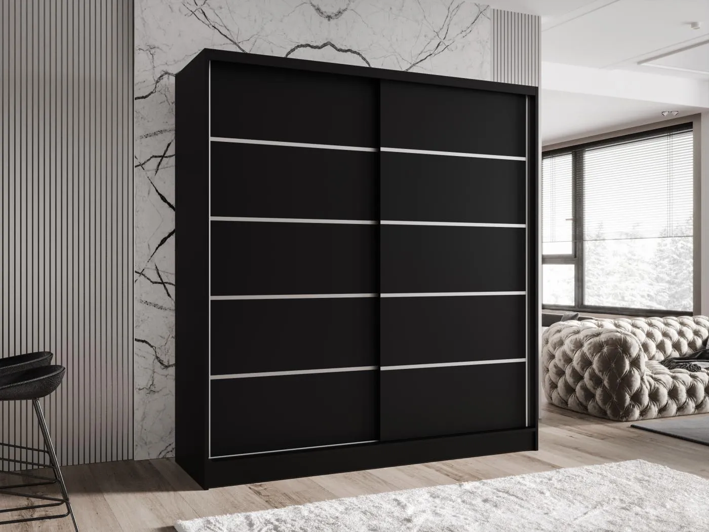 Zweitüriger Schiebeschrank TORONTO T4 Schwarz