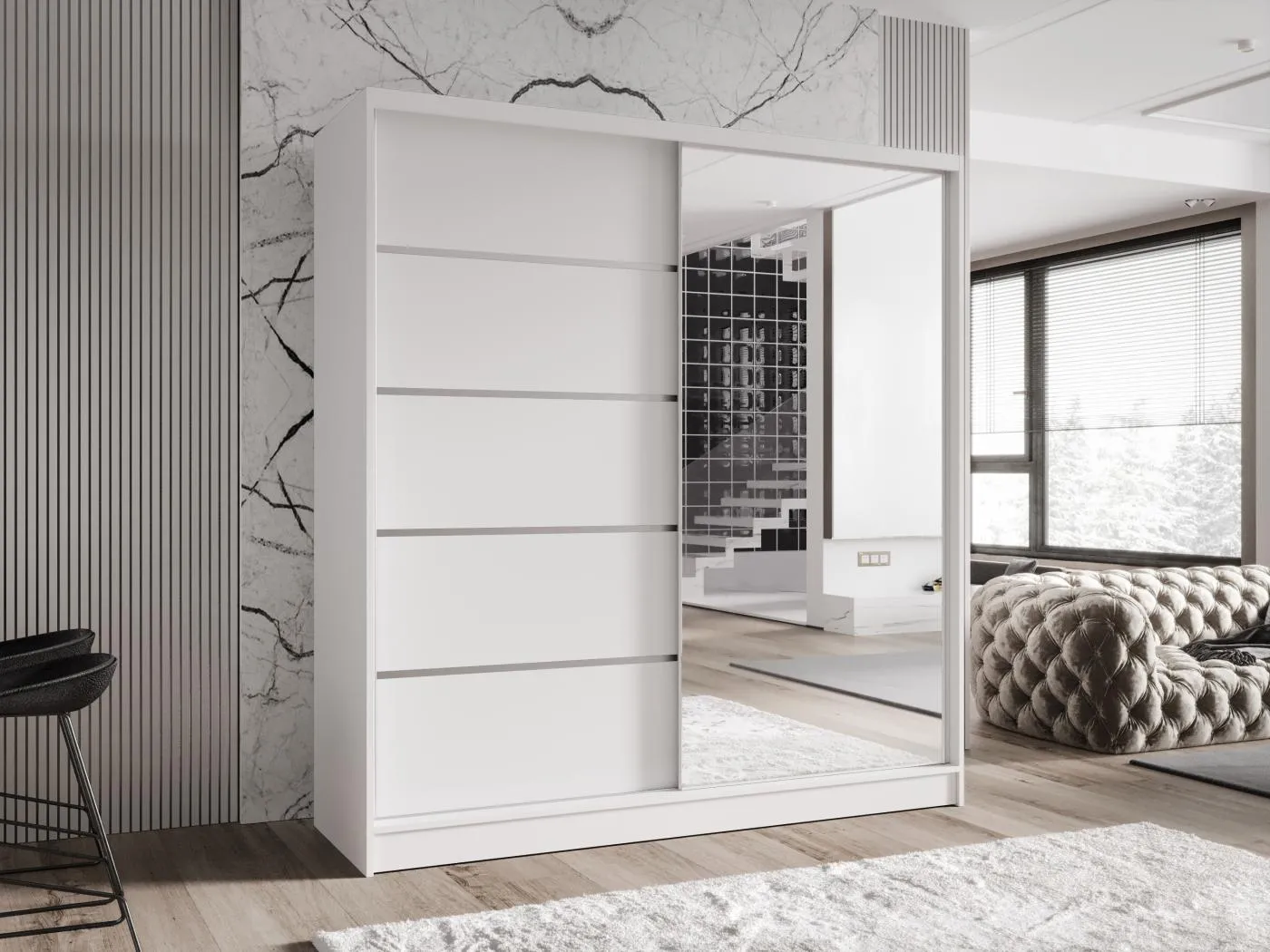 Zweitüriger Schiebeschrank mit Spiegel TORONTO T3 Weiß