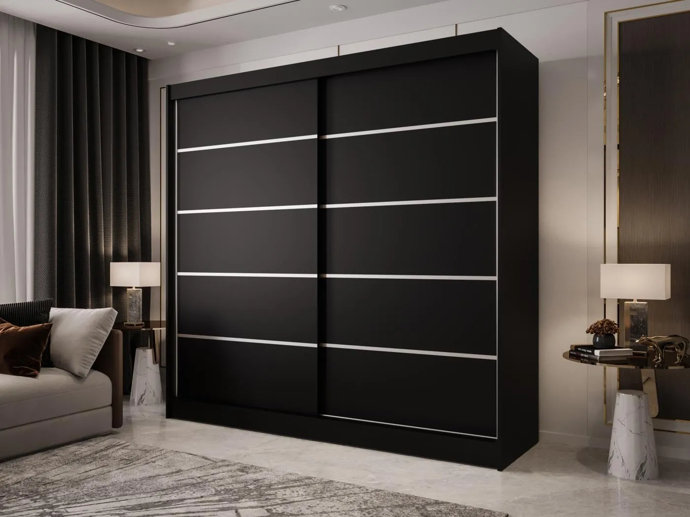 Zweitüriger Schiebeschrank BOSTON B4 Schwarz