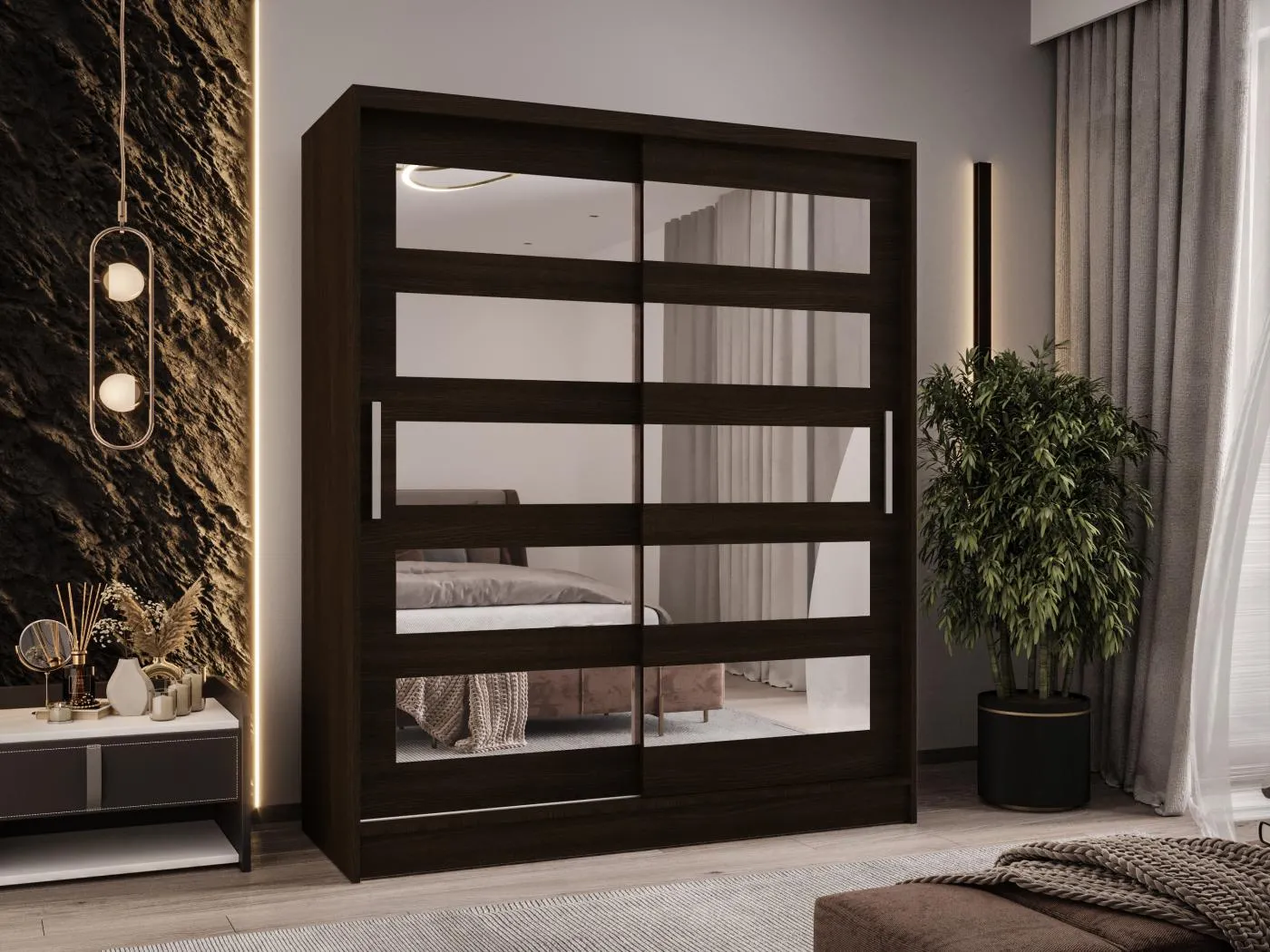 Zweitüriger Schiebeschrank mit Spiegeln WIENNA W5 Choco