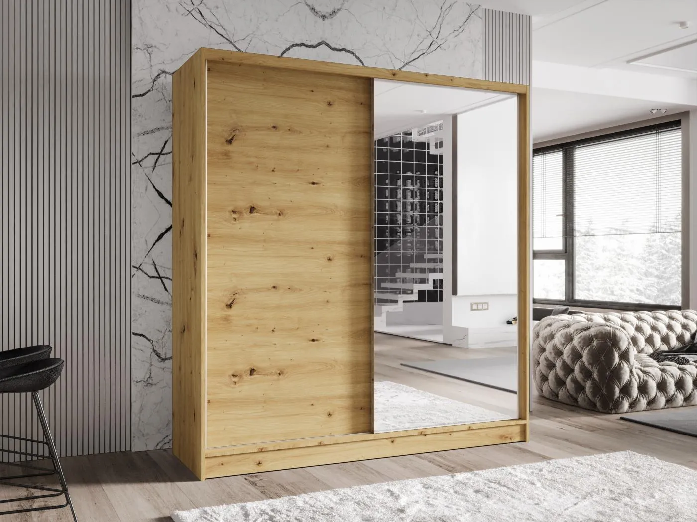 Zweitüriger Schiebeschrank mit Spiegel TORONTO T1 Artisan