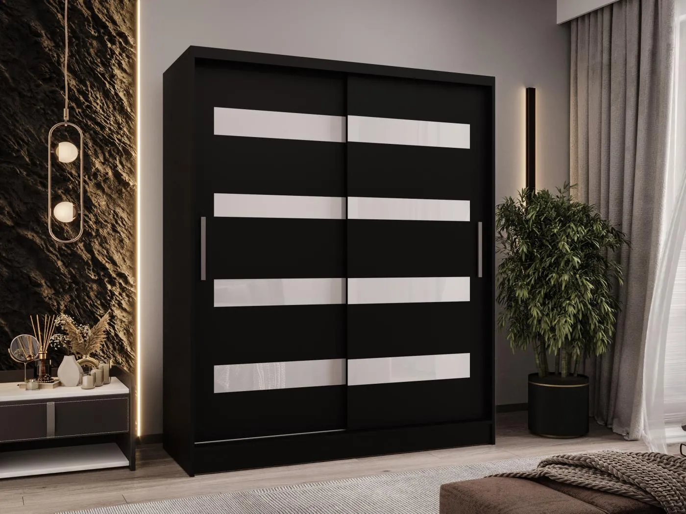 Zweitüriger Schiebeschrank WIENNA W4 Schwarz