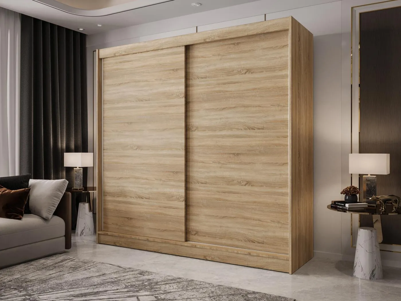 Zweitüriger Schiebeschrank mit Spiegel BOSTON B10 Sonoma