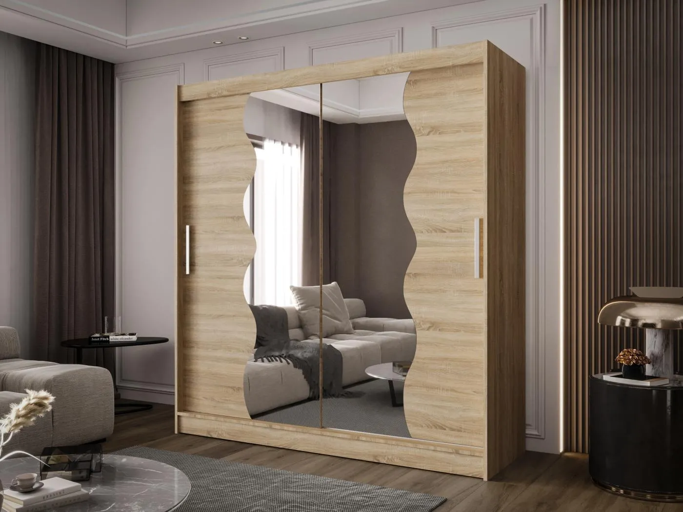 Zweitüriger Schiebeschrank mit Spiegel BALTIMORE B10 Sonoma