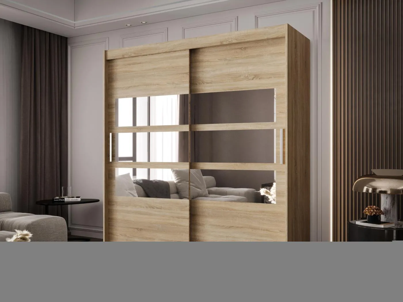 Zweitüriger Schiebeschrank mit Spiegel BALTIMORE B3 Sonoma