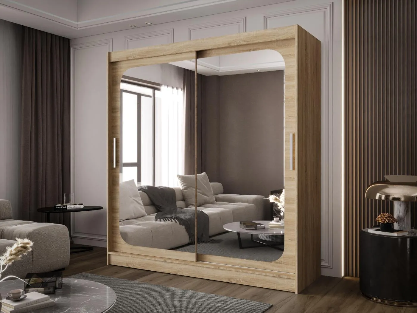 Zweitüriger Schiebeschrank mit Spiegel BALTIMORE B8 Sonoma