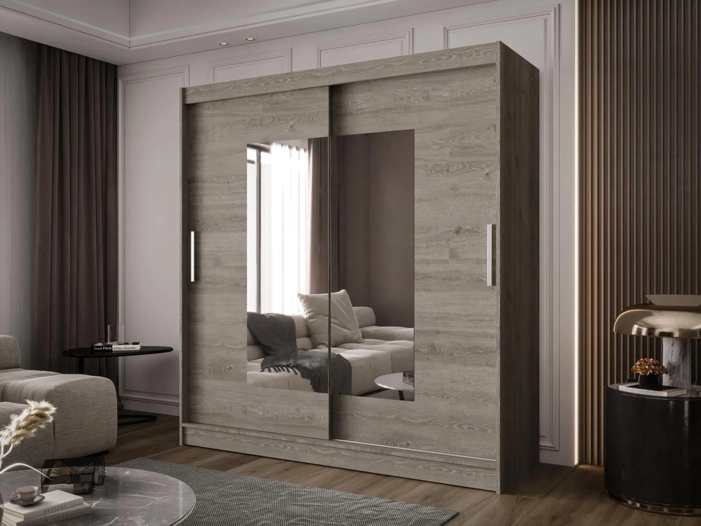 Zweitüriger Schiebeschrank mit Spiegel BALTIMORE B7 Trufla