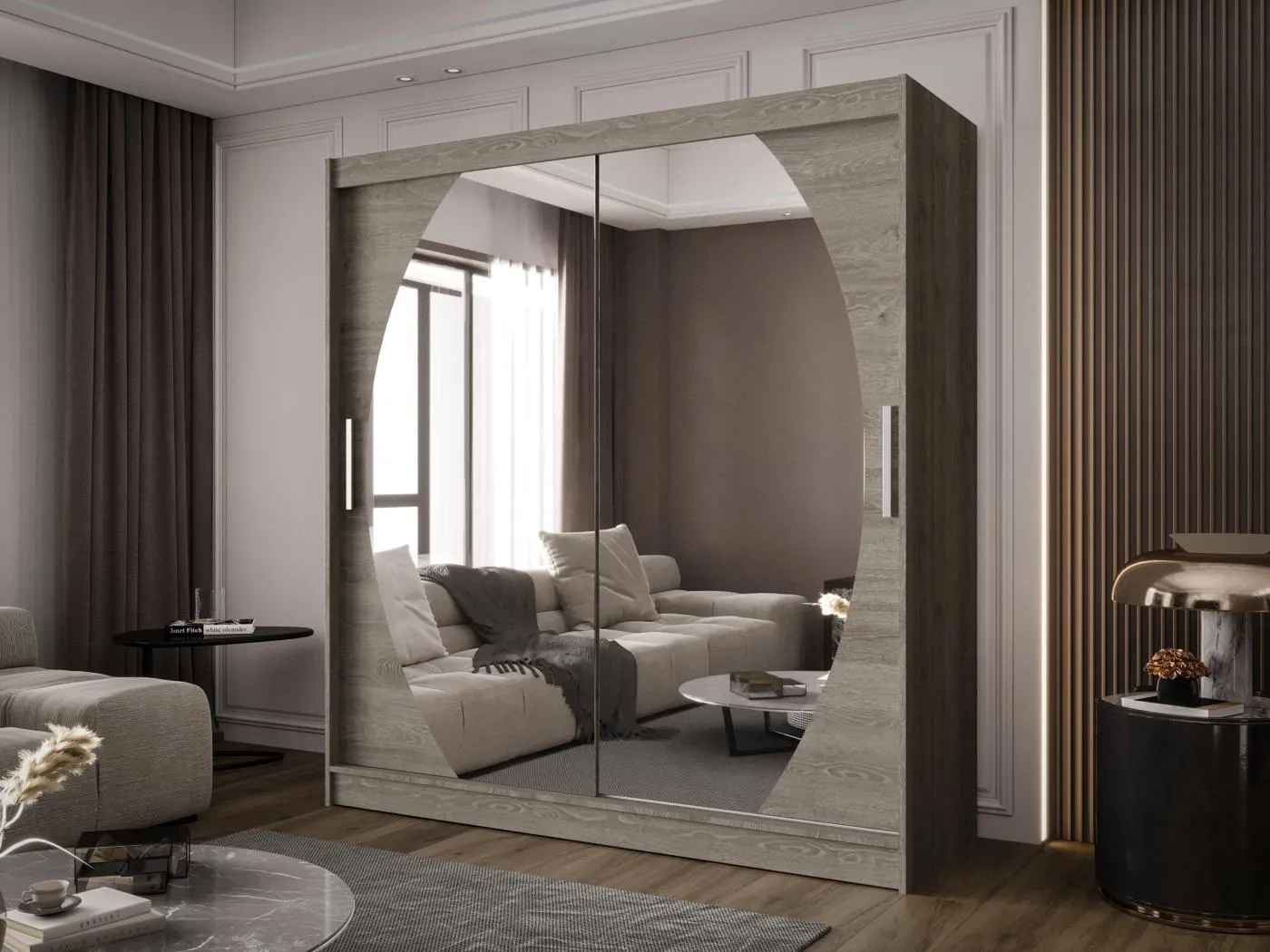 Zweitüriger Schiebeschrank mit Spiegel BALTIMORE B4 Trufla