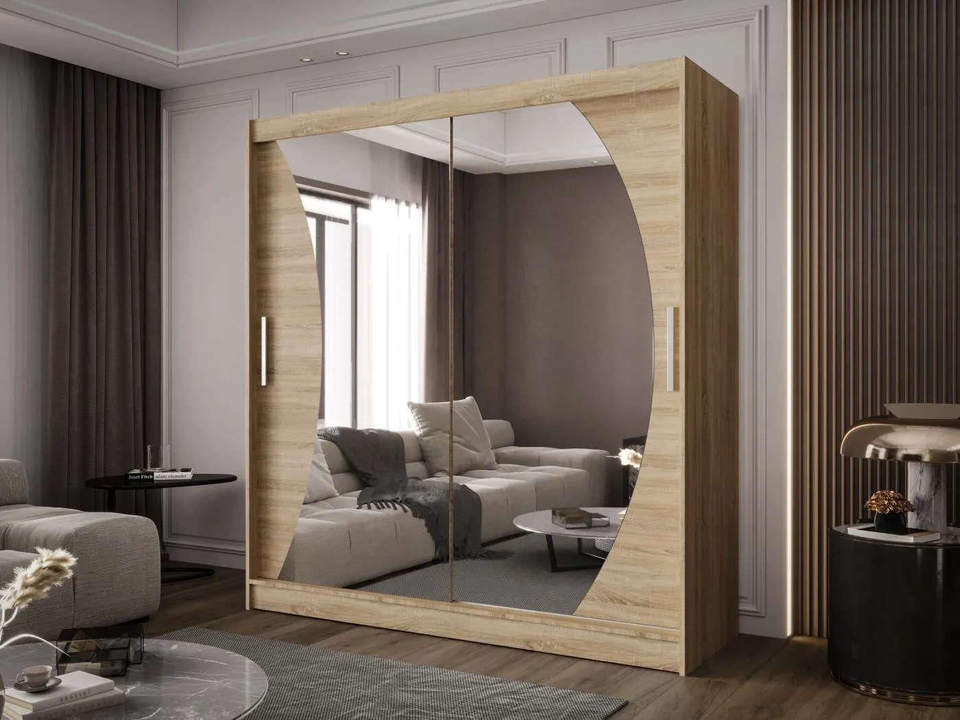 Zweitüriger Schiebeschrank mit Spiegel BALTIMORE B9 Sonoma