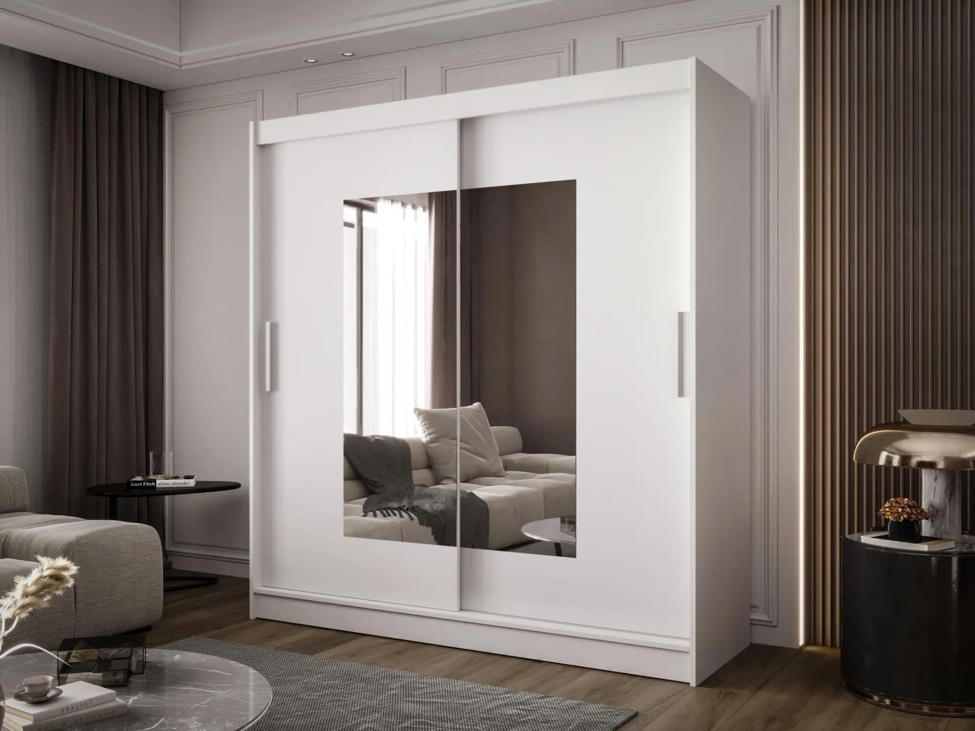 Zweitüriger Schiebeschrank mit Spiegel BALTIMORE B7 Weiß