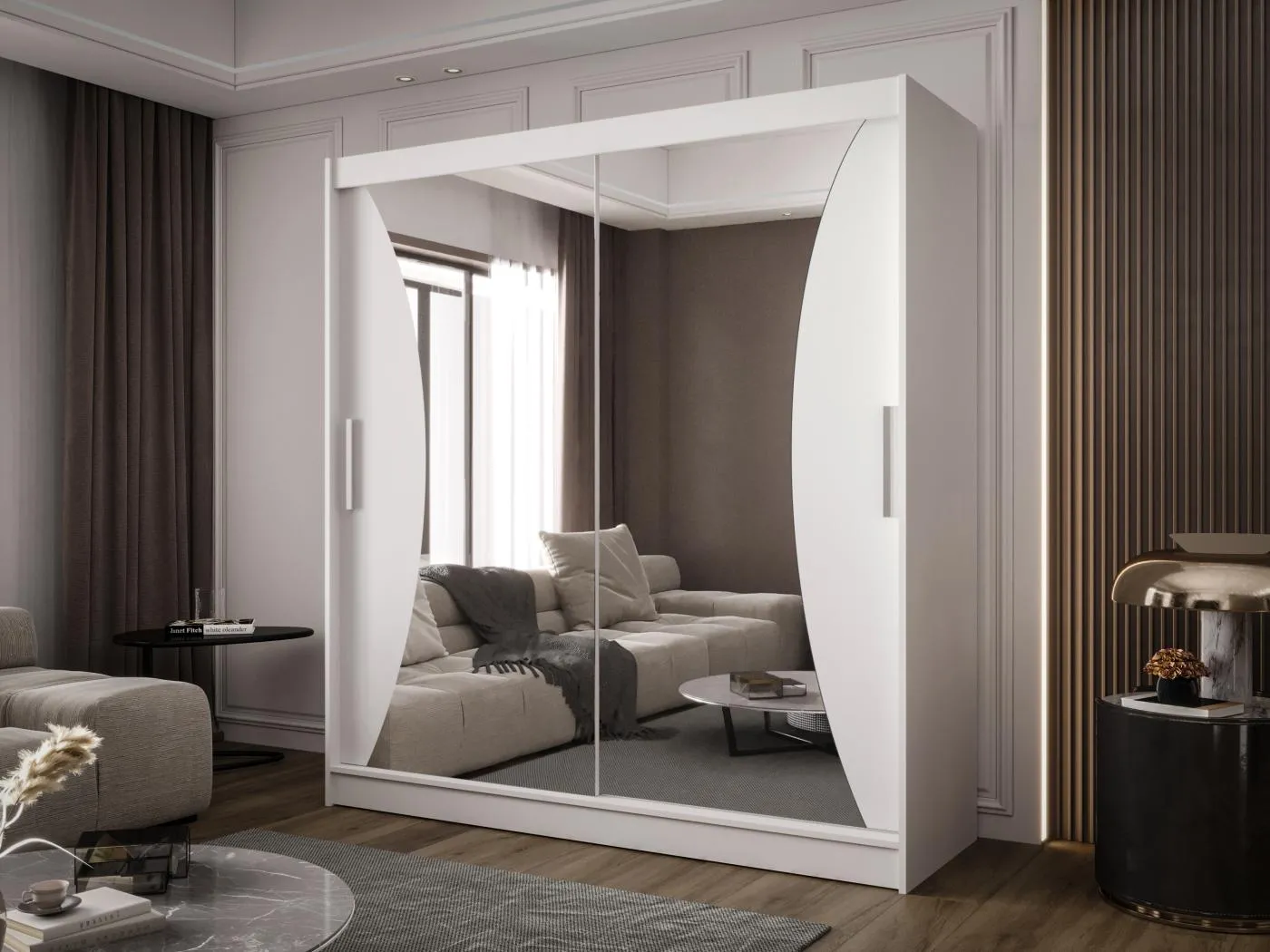 Zweitüriger Schiebeschrank mit Spiegel BALTIMORE B5 Weiß