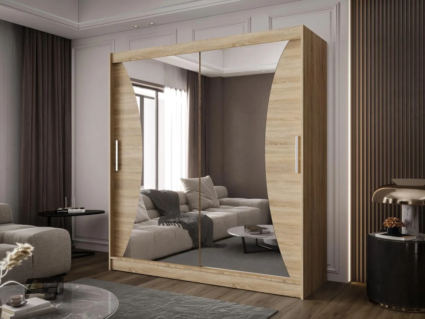 Zweitüriger Schiebeschrank mit Spiegel BALTIMORE B5 Sonoma