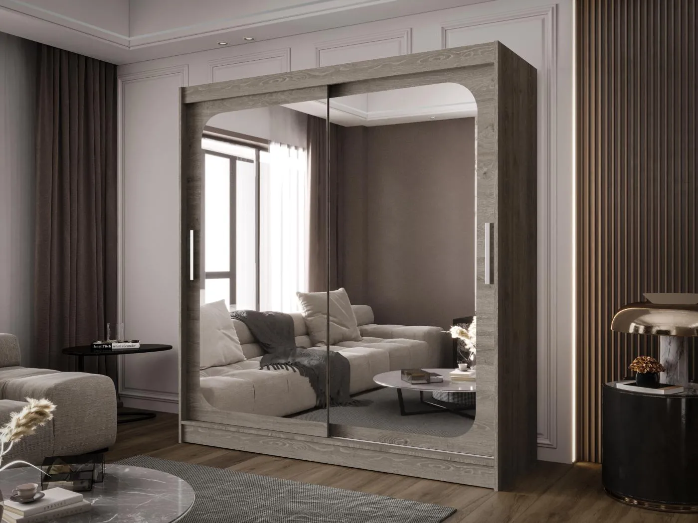 Zweitüriger Schiebeschrank mit Spiegel BALTIMORE B8 Trufla