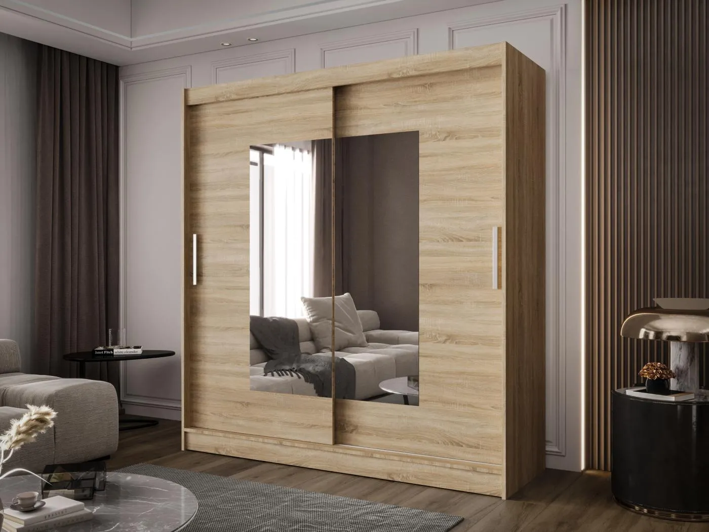 Zweitüriger Schiebeschrank mit Spiegel BALTIMORE B7 Sonoma