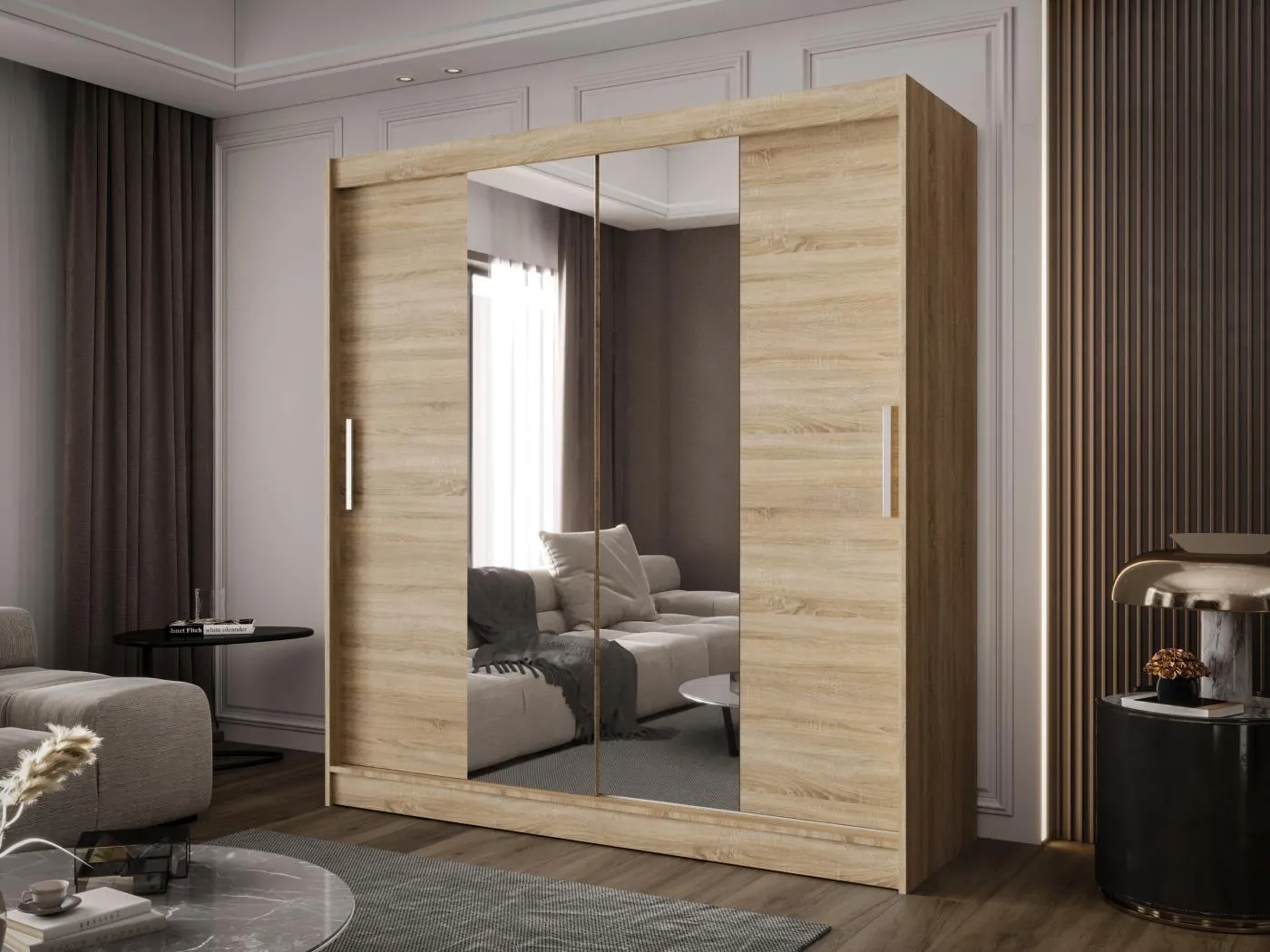 Zweitüriger Schiebeschrank mit Spiegel BALTIMORE B2 Sonoma