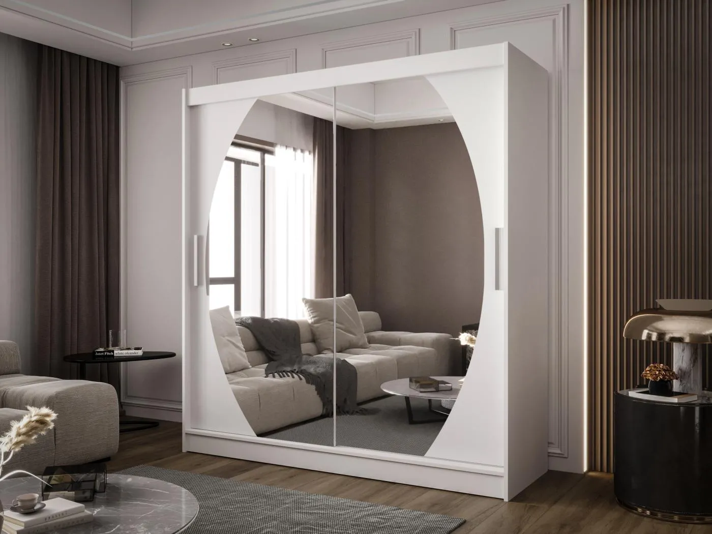 Zweitüriger Schiebeschrank mit Spiegel BALTIMORE B4 Weiß