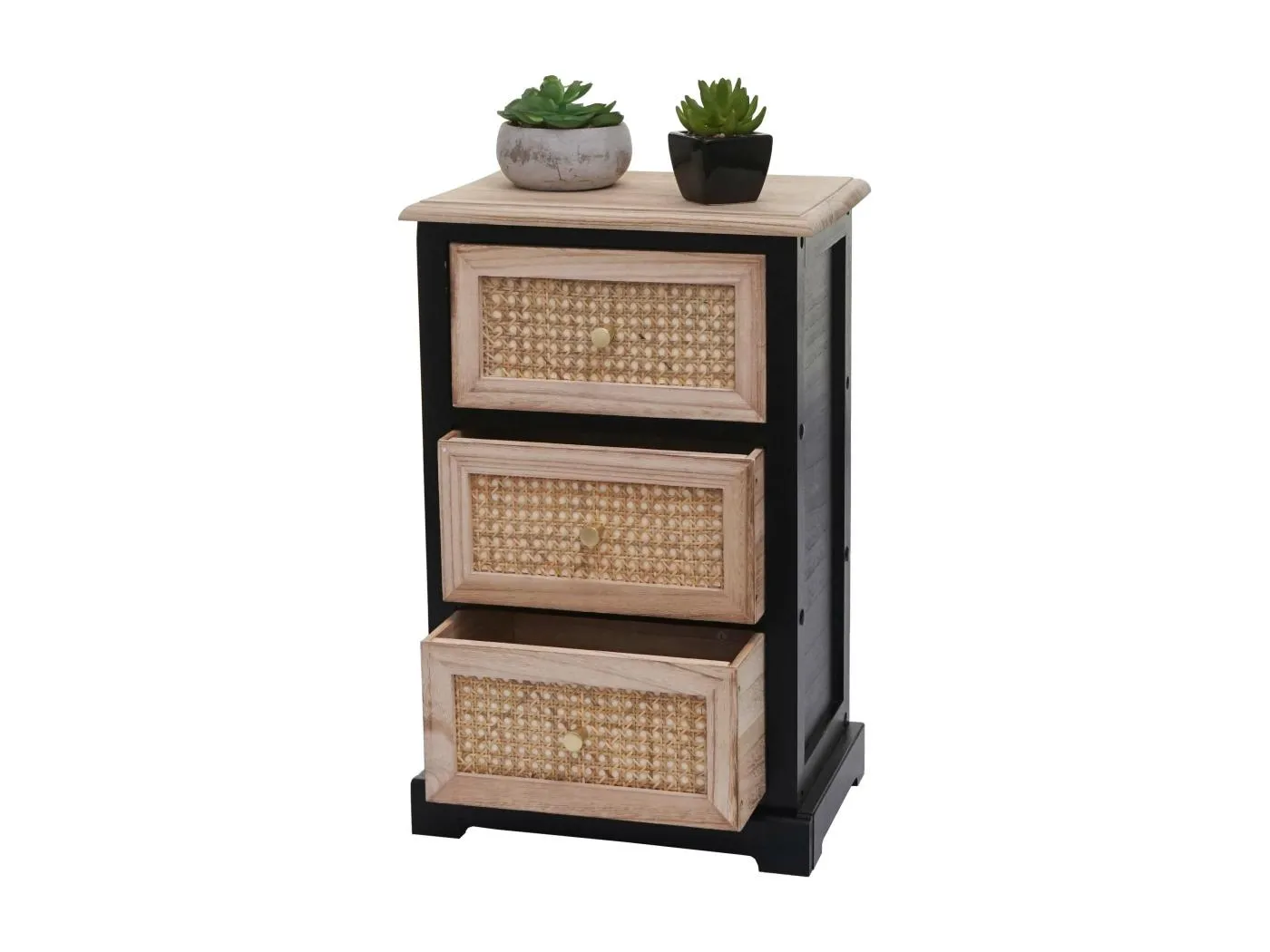 Kommode MCW-K87, Schwarz, naturfarben