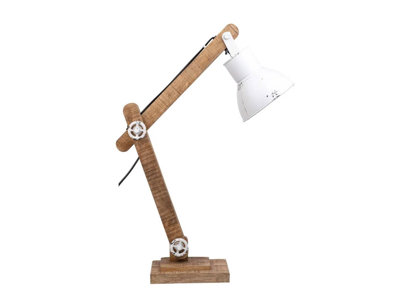 Weiße Flexolampe aus Holz und Metall, 17x22x79h cm