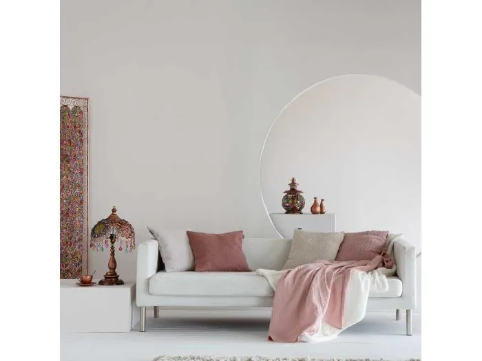 Metallampe mit buntem Acrylglas, 20x20x31,5H cm