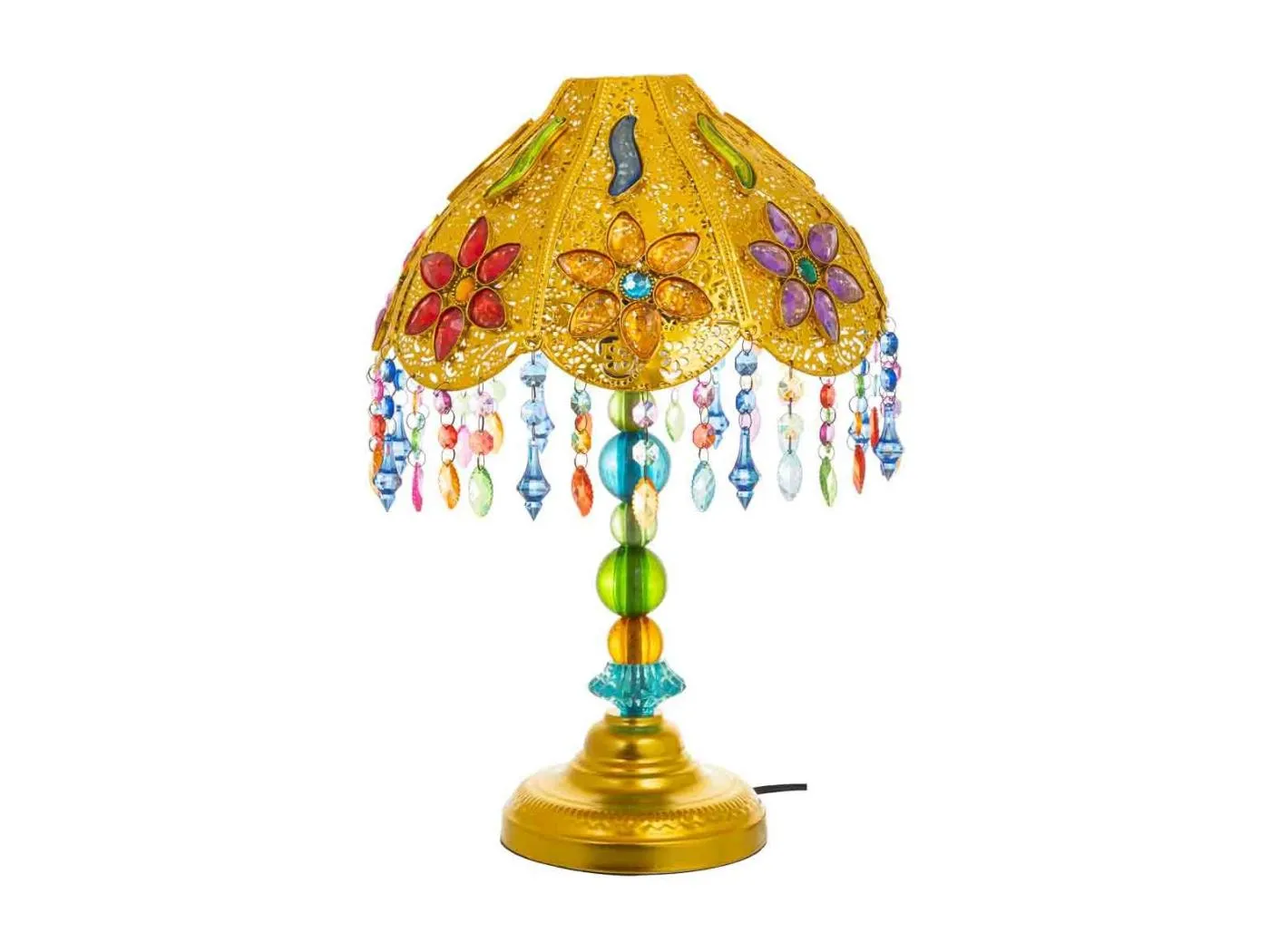 Metallampe mit bunten Acrylglasperlen