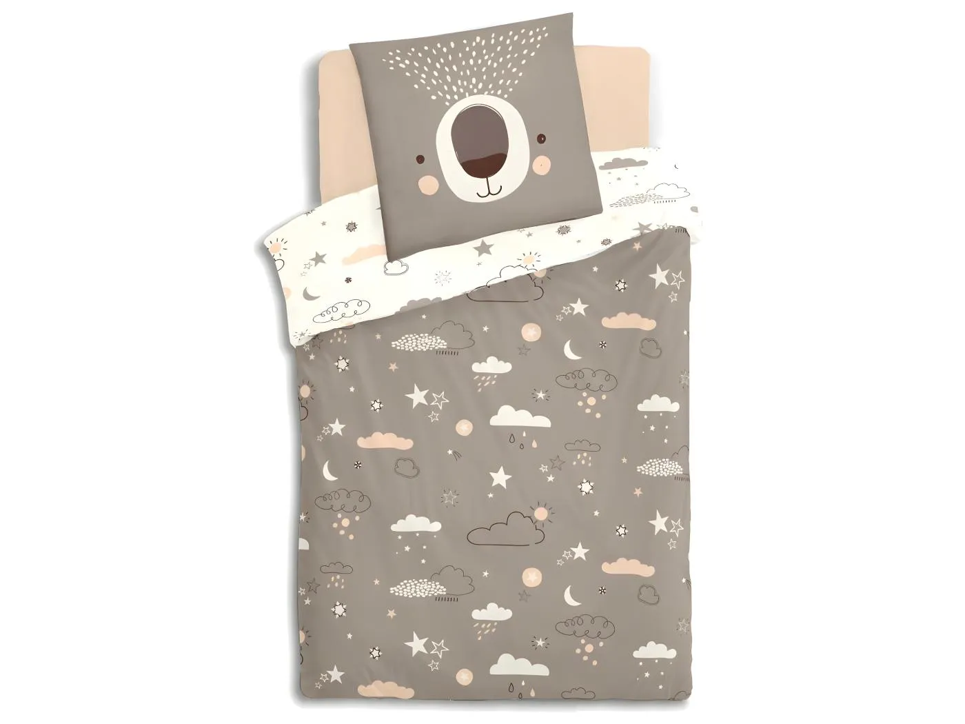 Bettbezug für Kinder Baumwolle beige 90x190cm