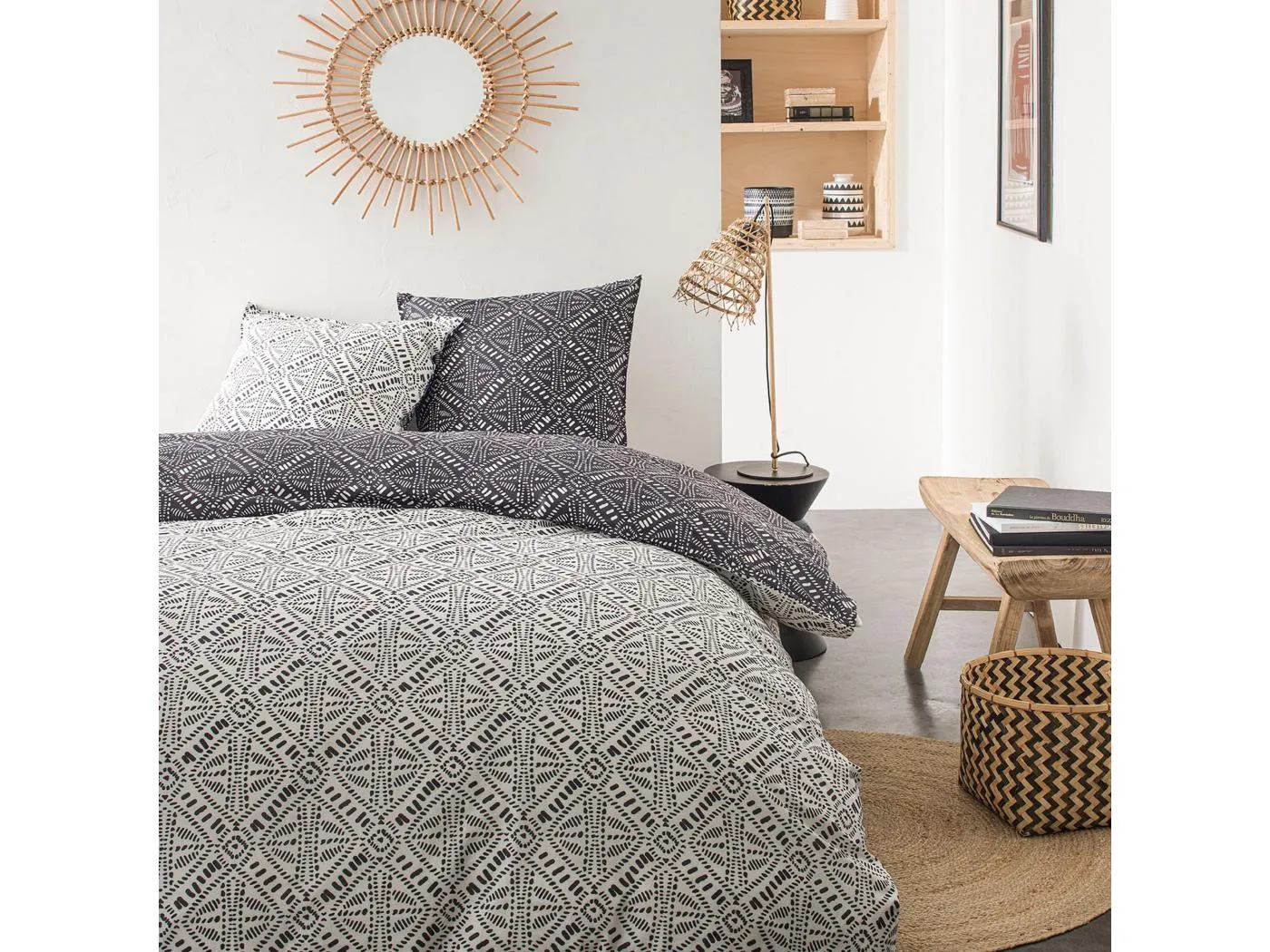 Wendebettwäsche "Sunshine" aus ethnischer Baumwolle - Beige 240x260 cm