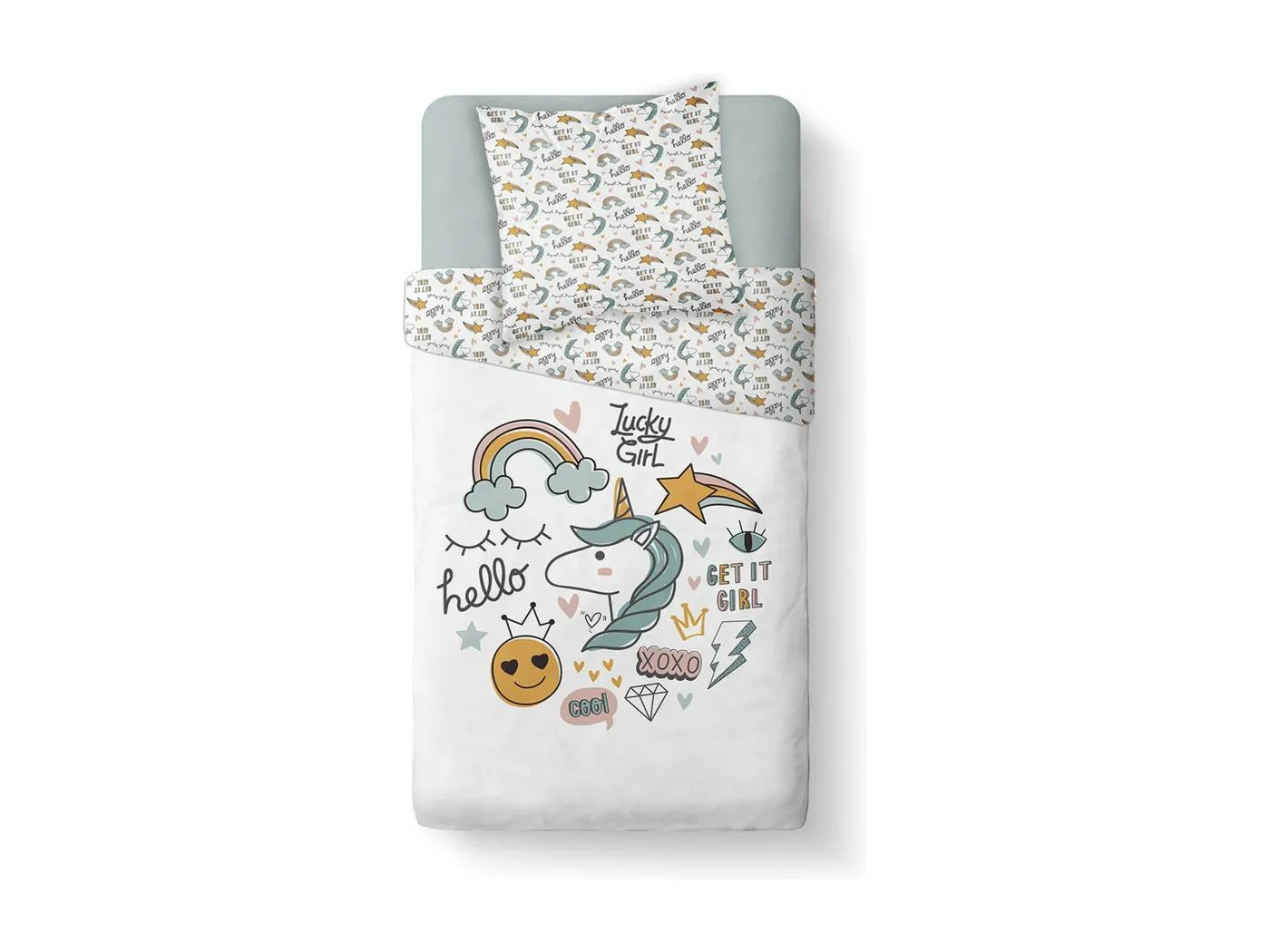 Einzelbettwäsche aus bedruckter Baumwolle - Multicolor - 140 x 200 cm