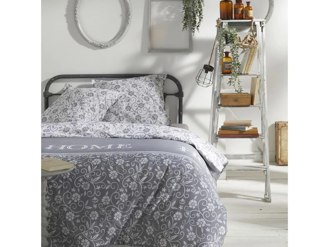 3-teiliges Bettwäsche-Set "Home" mit Blumenmuster 240 x 220 cm