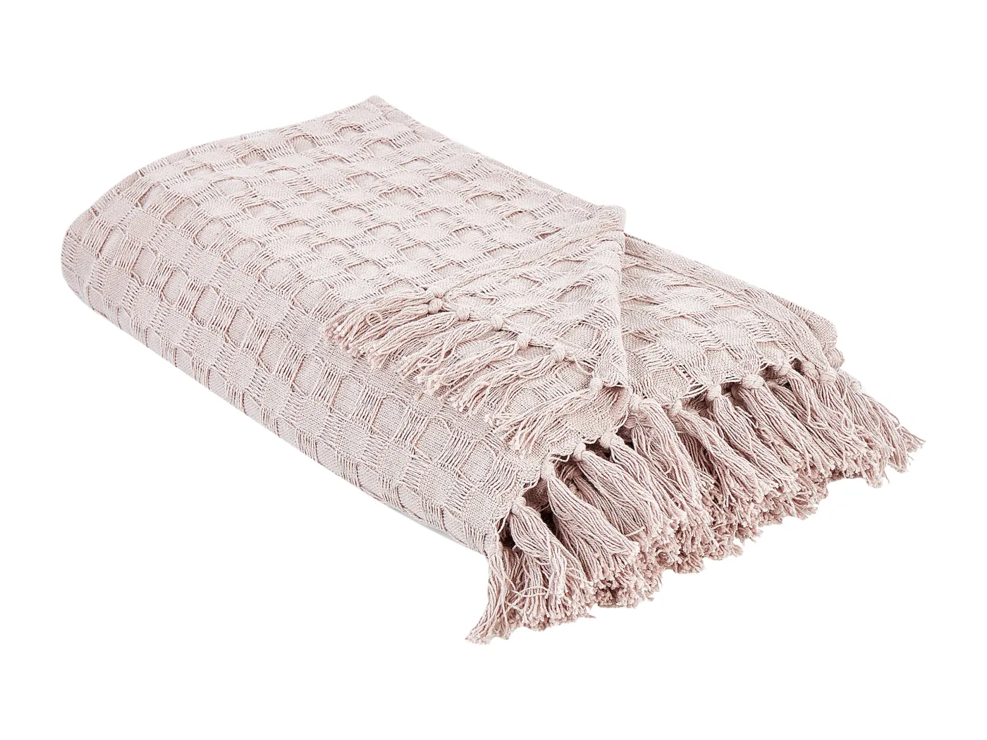 Tagesdecke Baumwolle pastell rosa 150x200cm strukturiert mit Fransen modern Bere