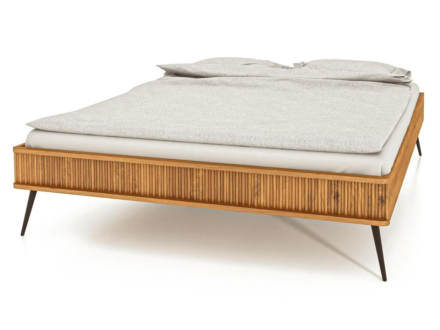 KULA - Bettgestell ohne kopfteil 100 x 200 aus Wildeiche naturgeölt