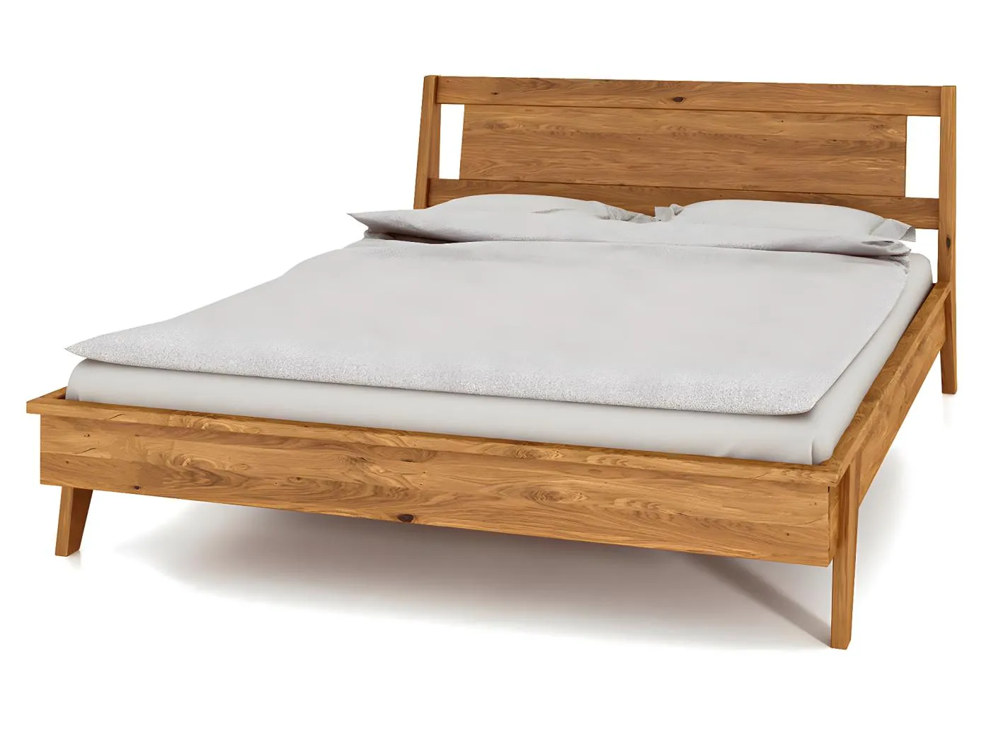 RETRO - Bettgestell mit Holzkopfteil 100 x 200 aus Wildeiche naturgeölt