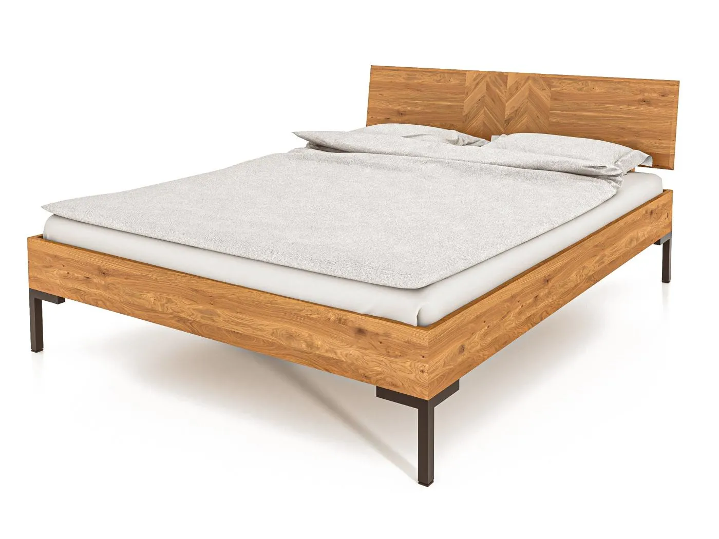 ABIES - Bettgestell mit Holzkopfteil 160 x 200 aus Wildeiche naturgeölt