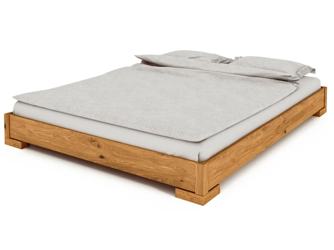 VENTO - Niedriges Bettgestell aus Wildeiche, naturgeölt 100x200