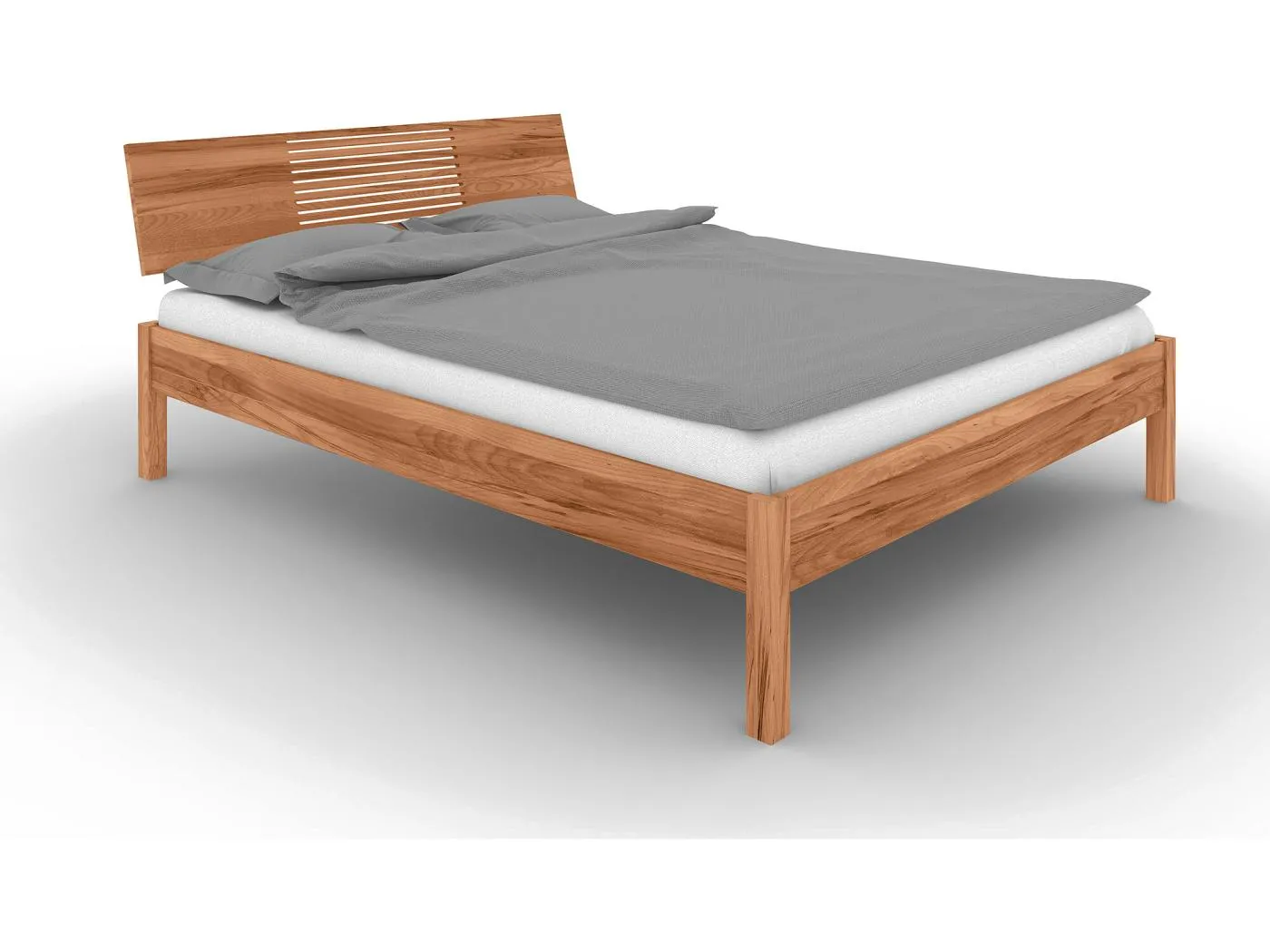 VENTO - Bett mit Holzkopfteil aus Kernbuche, naturgeölt 120x200