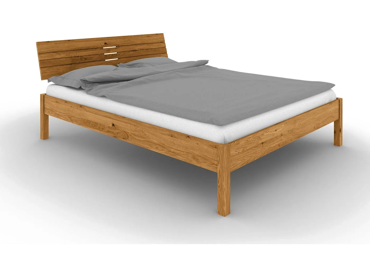 VENTO - Bett mit Holzkopfteil aus Wildeiche, naturgeölt 120x200