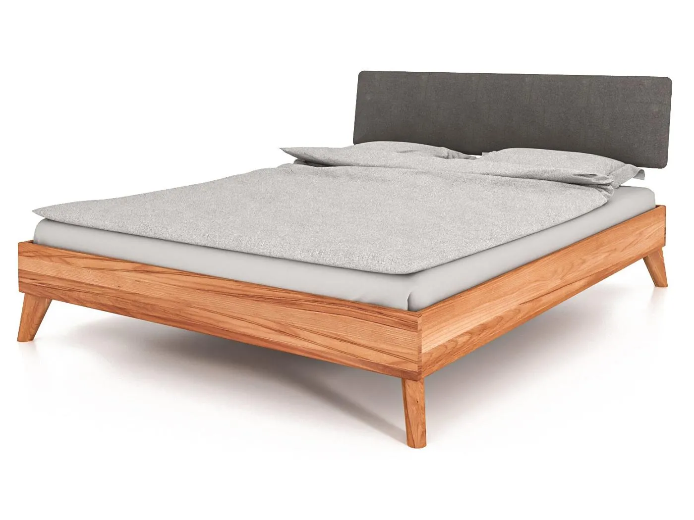 GREG - Bett mit Polsterkopfteil aus Kernbuche, naturgeölt 160x200
