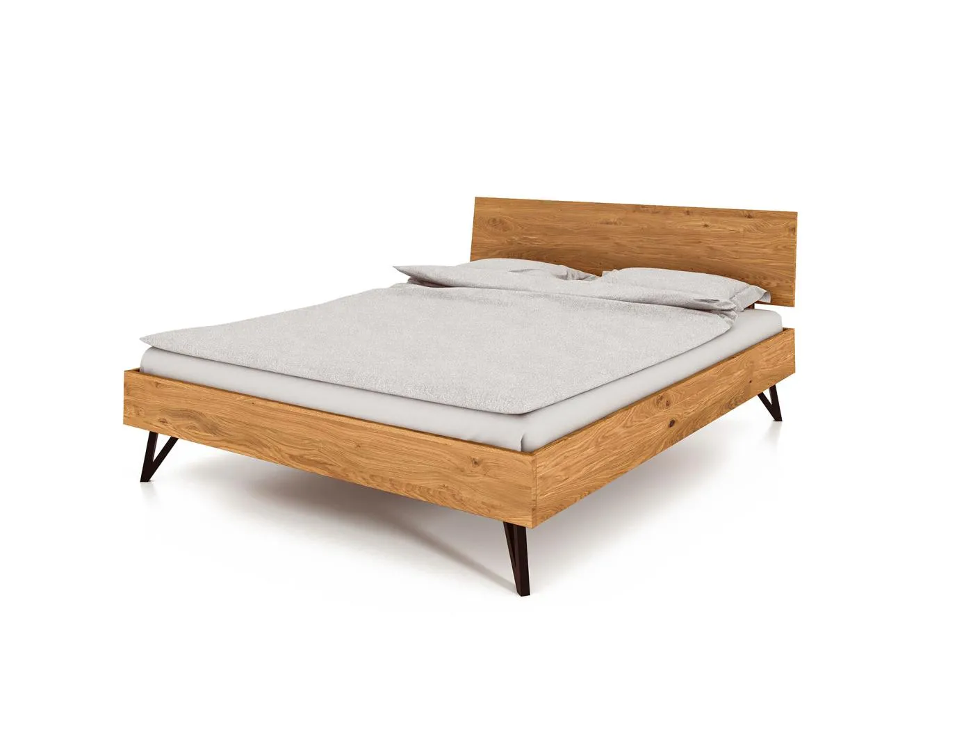 GOLO - Bettgestell mit Holzkopfteil 180 x 200 aus Wildeiche, naturgeölt