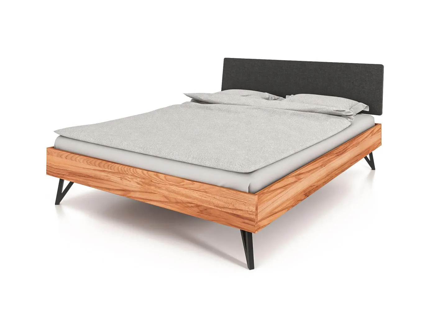 GOLO - Bett mit Polsterkopfteil 160 x 200 aus Kernbuche naturgeölt
