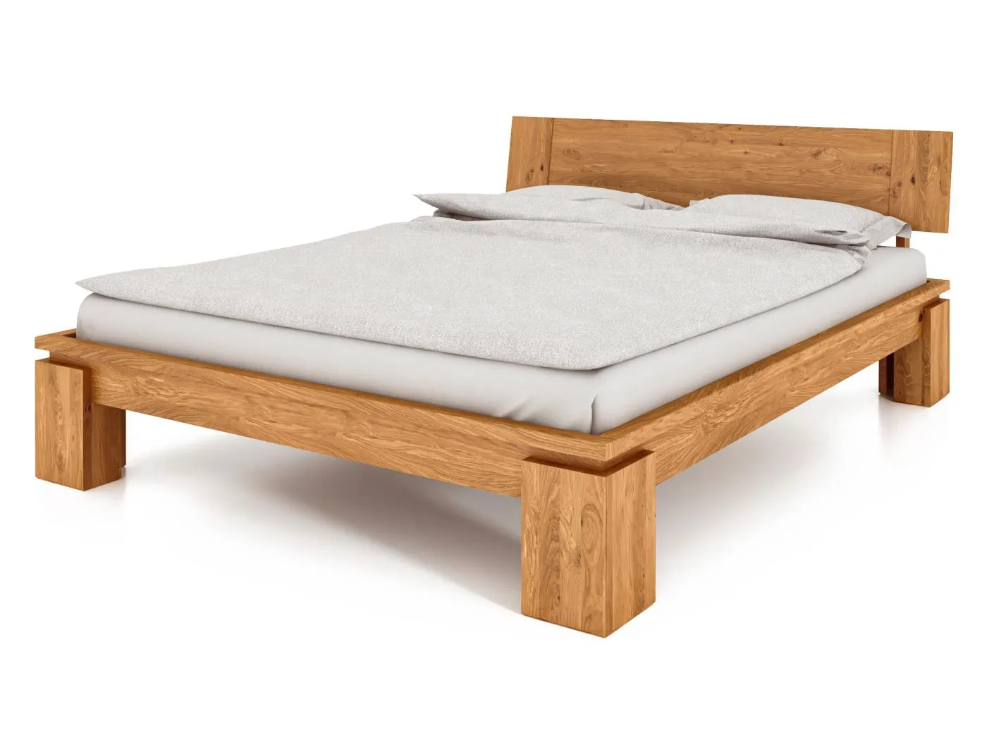 VINCI - Bettgestell mit Holzkopfteil 120 x 200 aus Wildeiche, naturgeölt