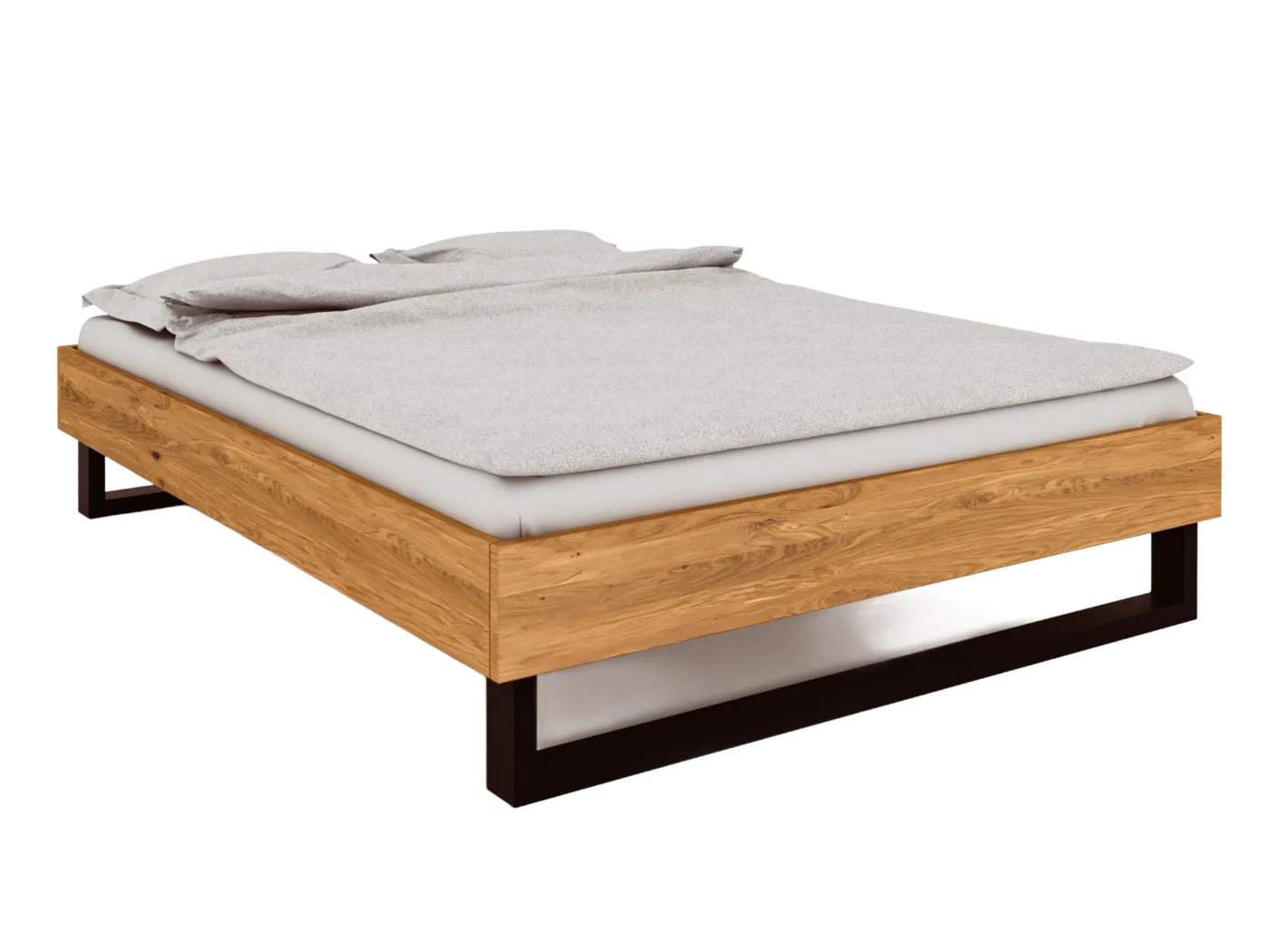STEEL - Bett ohne kopfteil 160x200 aus Wildeiche, naturgeölt