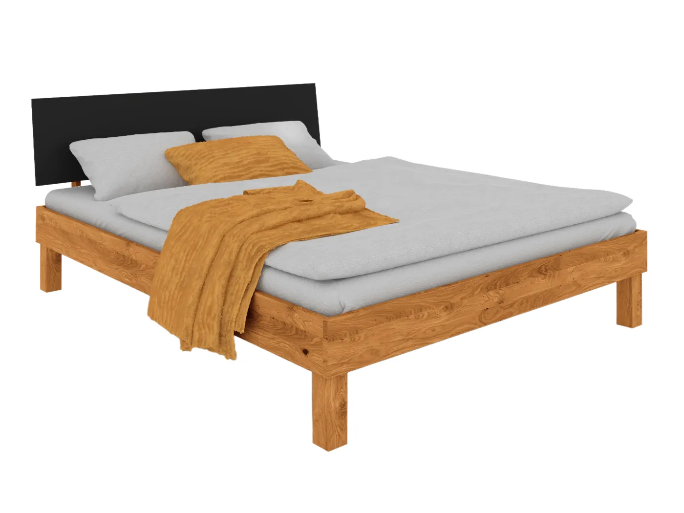 VIGO - Bett  mit Kopfteil aus MDF 100x200 aus Wildeiche, naturgeölt
