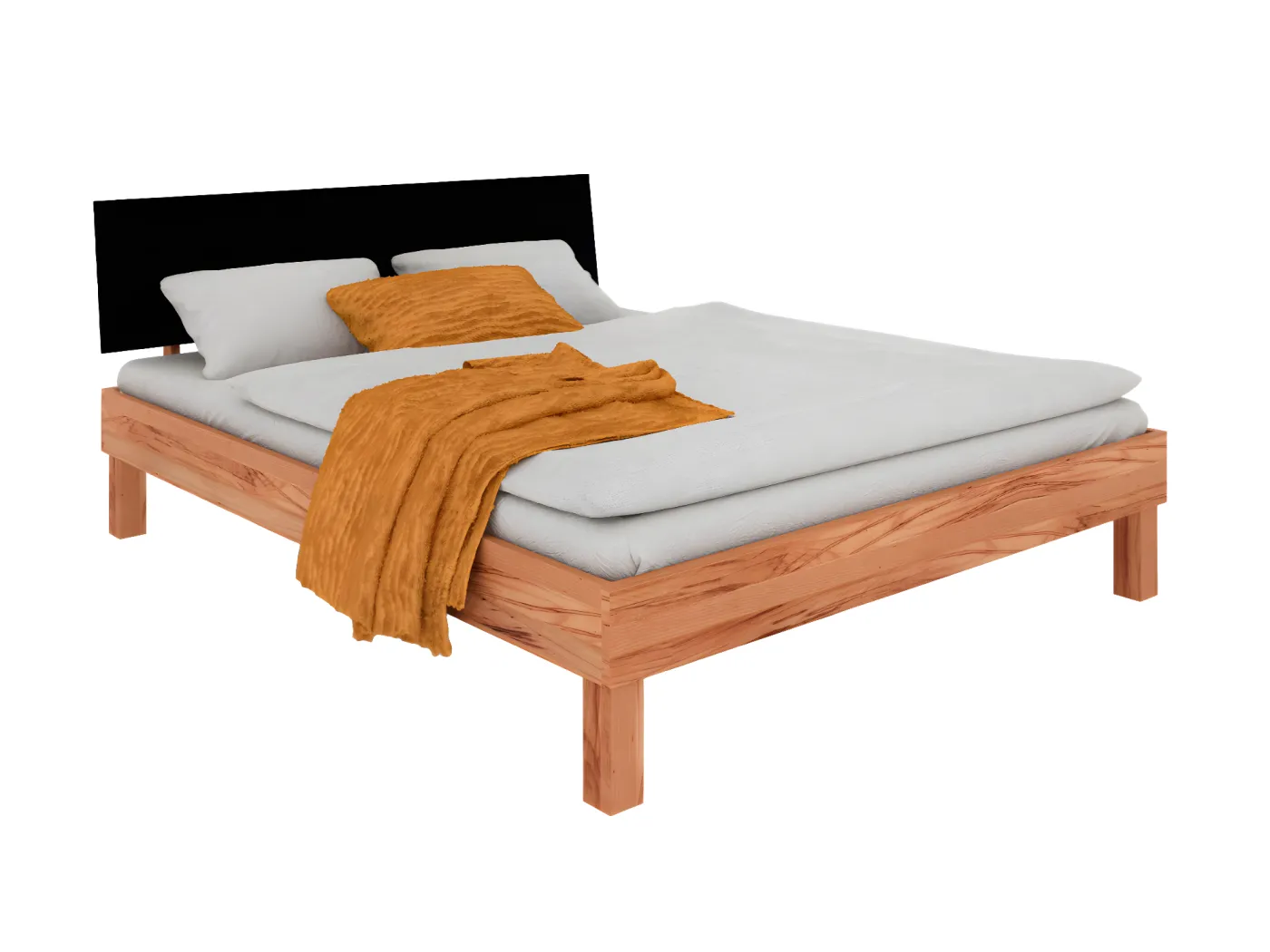 VIGO - Bett  mit Kopfteil aus MDF 100x200 aus Kernbuche, naturgeölt