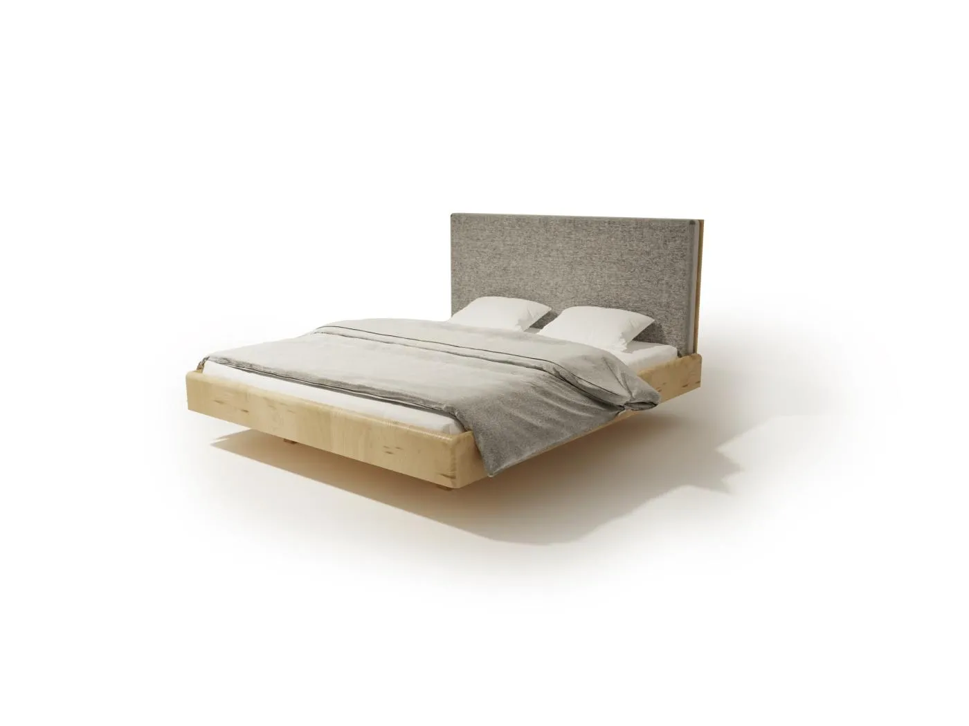 Bett SONAR TWO 200x200 cm Gepolstert - Massivholz Eiche