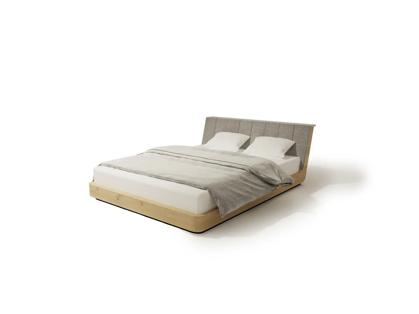 Bett SOLID TWO 180x200 cm Gepolstert - Massivholz Eiche