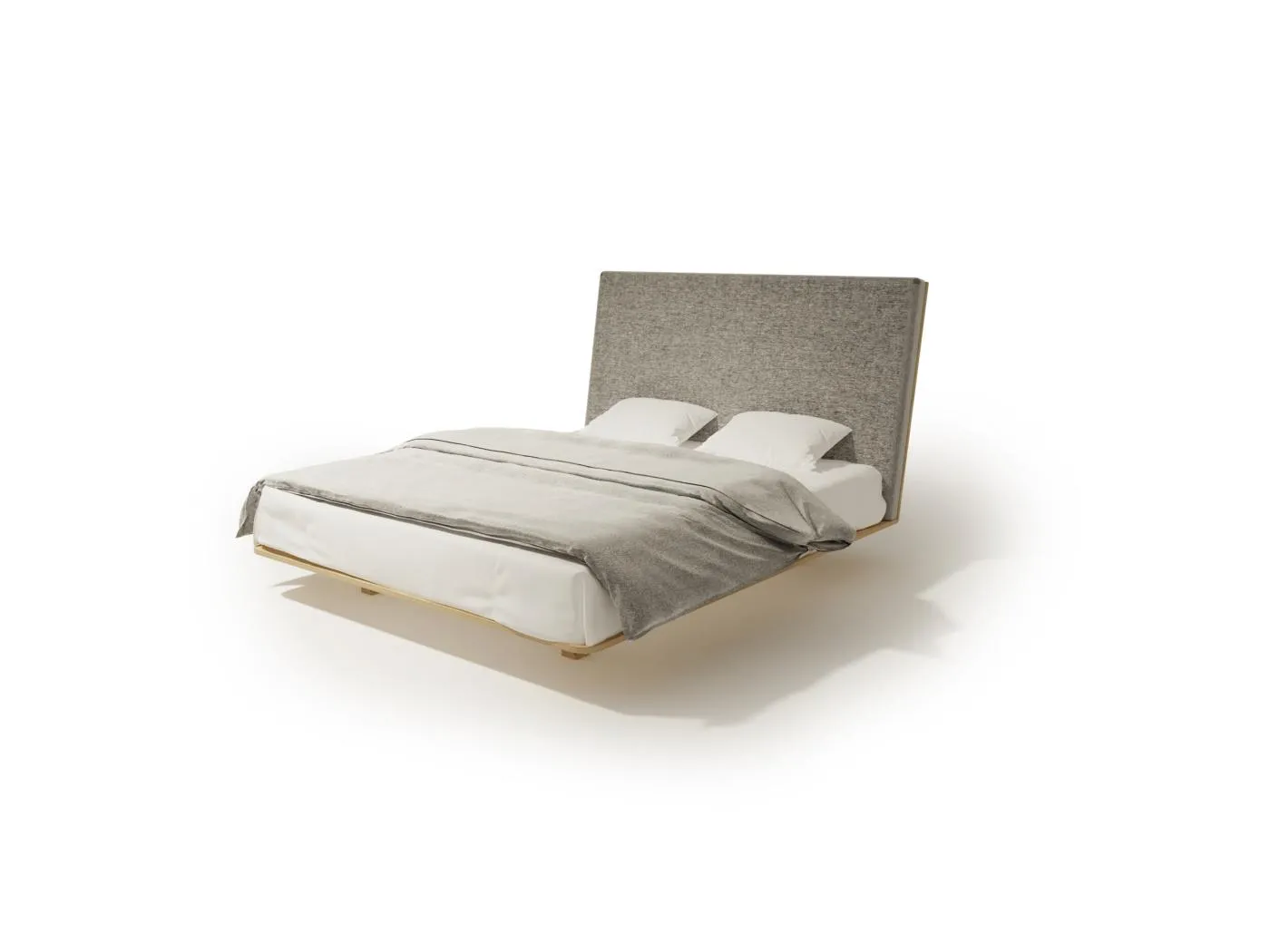 Bett VUELO 120x200 cm Gepolstert - Massivholz Eiche